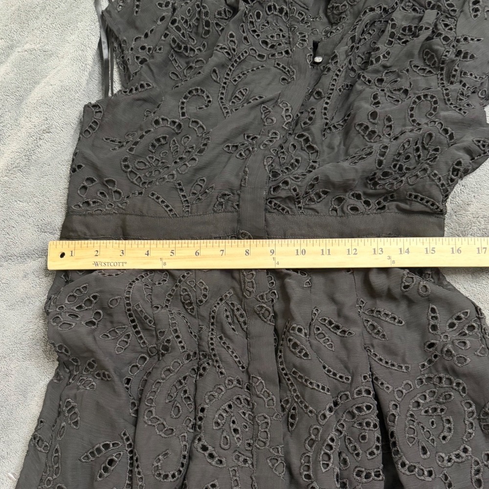 White House Black Market Black Eyelet MIDI Shirt Embroidered Dress Size 10 NWT - Picture 9 of 10
